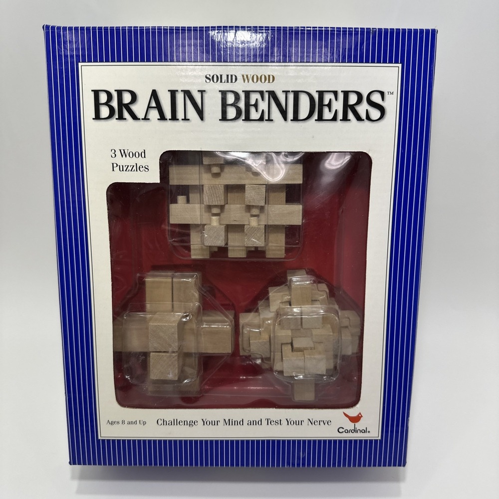 Vintage Brain Benders Wooden Puzzle Challenge Concentration Strategy Age 8+ New